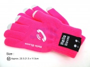 Dotykové rukavice s připojením bluetooth Hello Gloves velikost M  růžové šedé konečky prstů