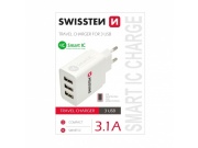 SWISSTEN SÍŤOVÝ ADAPTÉR SMART IC 3x USB 3,1A POWER BÍLÝ