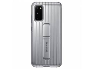 Originální ochranné pouzdro PROTECTIVE pro Samsung S20 ve stříbrné barvě s funkcí stojánku