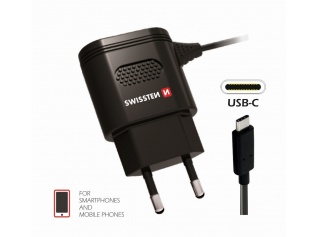 SWISSTEN SÍŤOVÁ NABÍJEČKA USB-C  2,4A POWER ČERNÁ