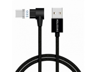 MAGNETICKÝ TEXTILNÍ DATOVÝ KABEL SWISSTEN ARCADE USB / USB-C 1,2 M ČERNÝ