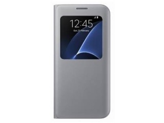 Pouzdro na mobil S-View s okénkem pro Samsung Galaxy S7 SILVER stříbrné